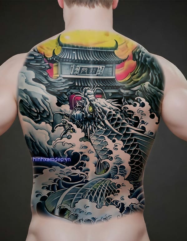 Hình Xăm Cá Chép Hóa Rồng Full Lưng