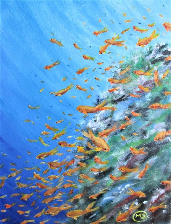 Tranh Vẽ Đàn Cá